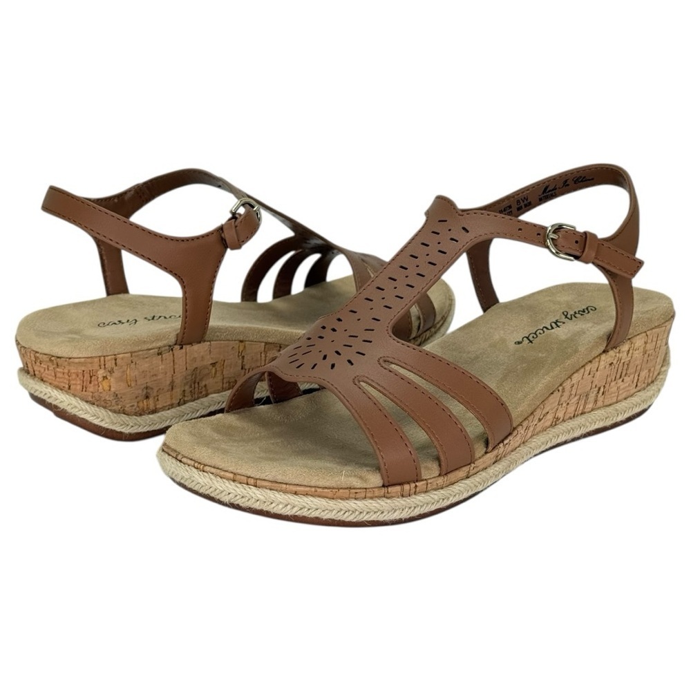 Easy Street Dorinda Tan Faux Leather Womens Sandals Size 8W - Picture 11 of 13